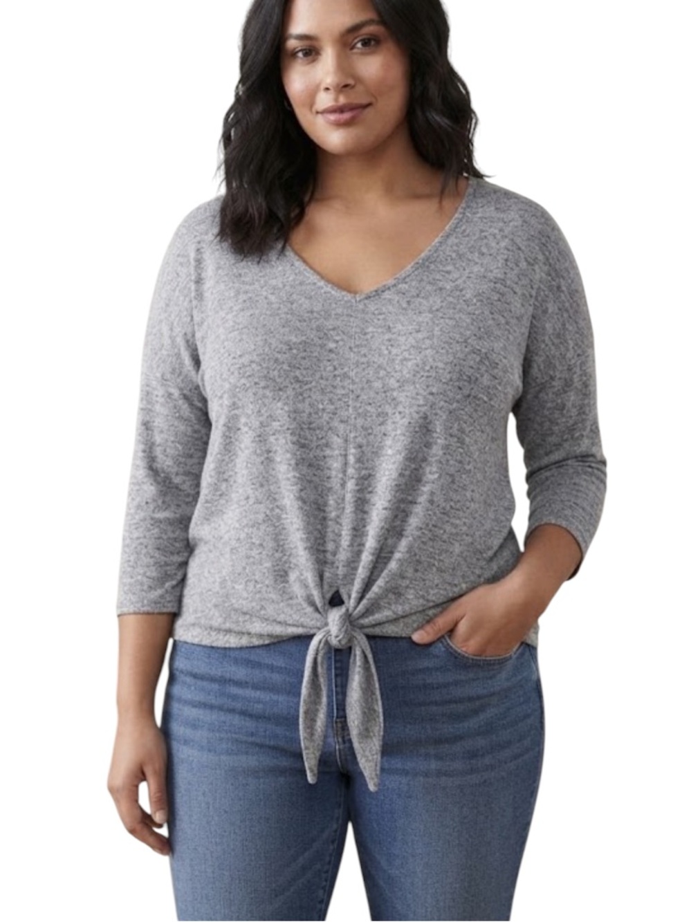 Green envelope women’s tee size L gray